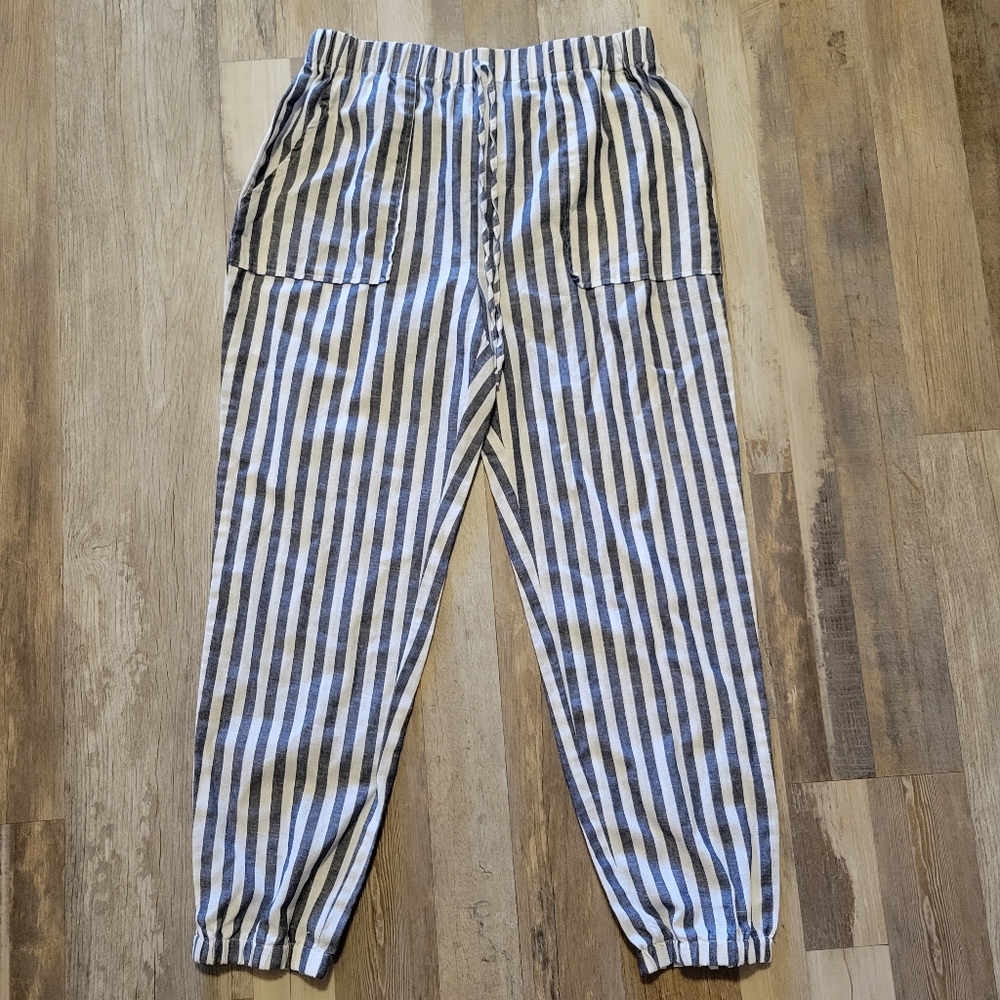 Shein Women’s Cotton Jogger Pants Size XL Striped Elastic Waist Tapered cropped